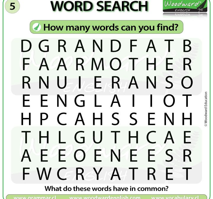 Family Members Word Search in English