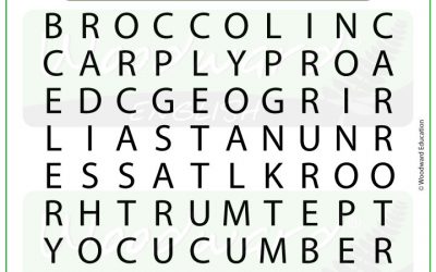 Vegetables Word Search in English