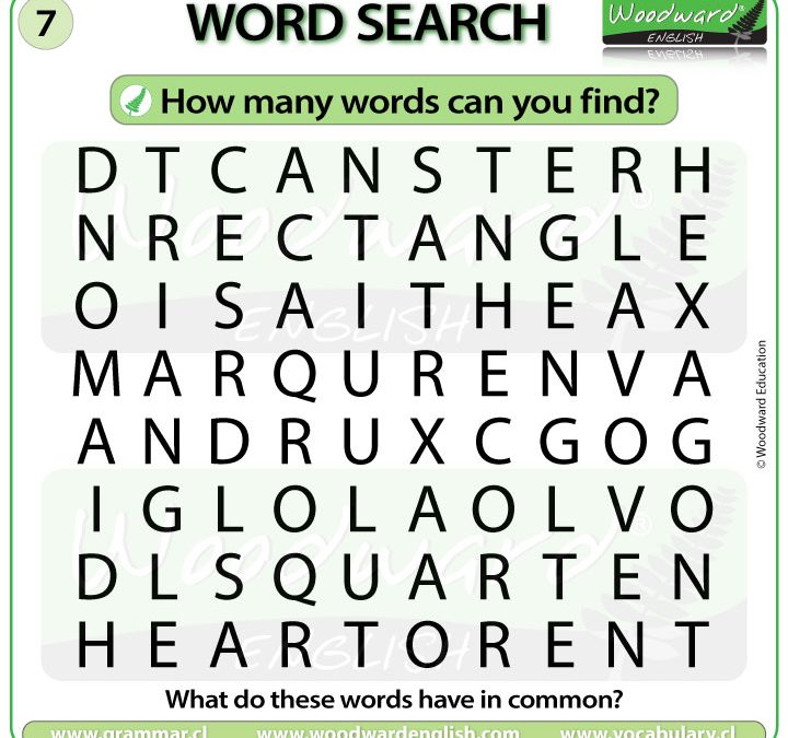 Shapes Word Search in English