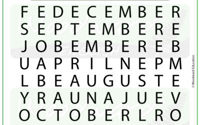 Months Word Search in English