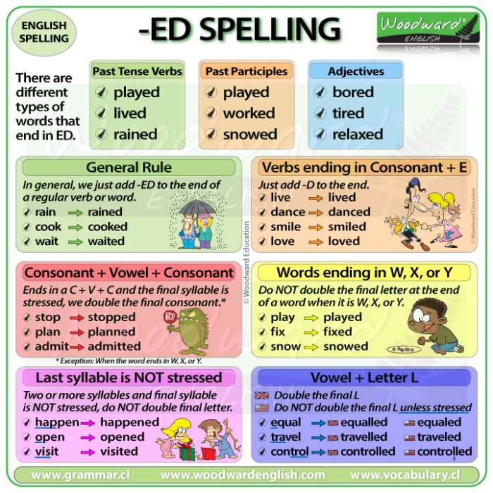 ED spelling rules in English - How to spell words ending in ED in English