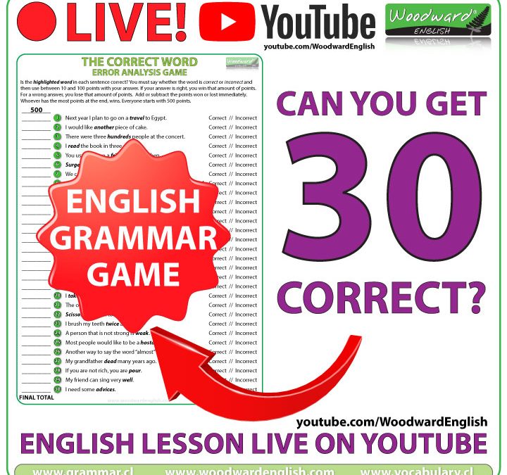 The Correct Word – LIVE English lesson on YouTube
