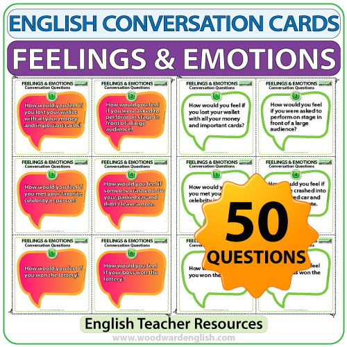 English Conversation Questions about Feelings and Emotions PDF - Woodward English Teacher Resource