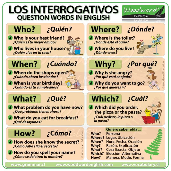 Los interrogativos en inglés con ejemplos - Question words in English with examples - Woodward English en español