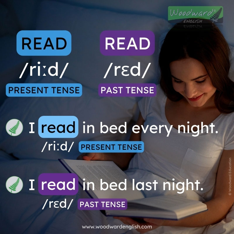 Pronunciation of READ in the present tense and the past tense - Learn English with Woodward English
