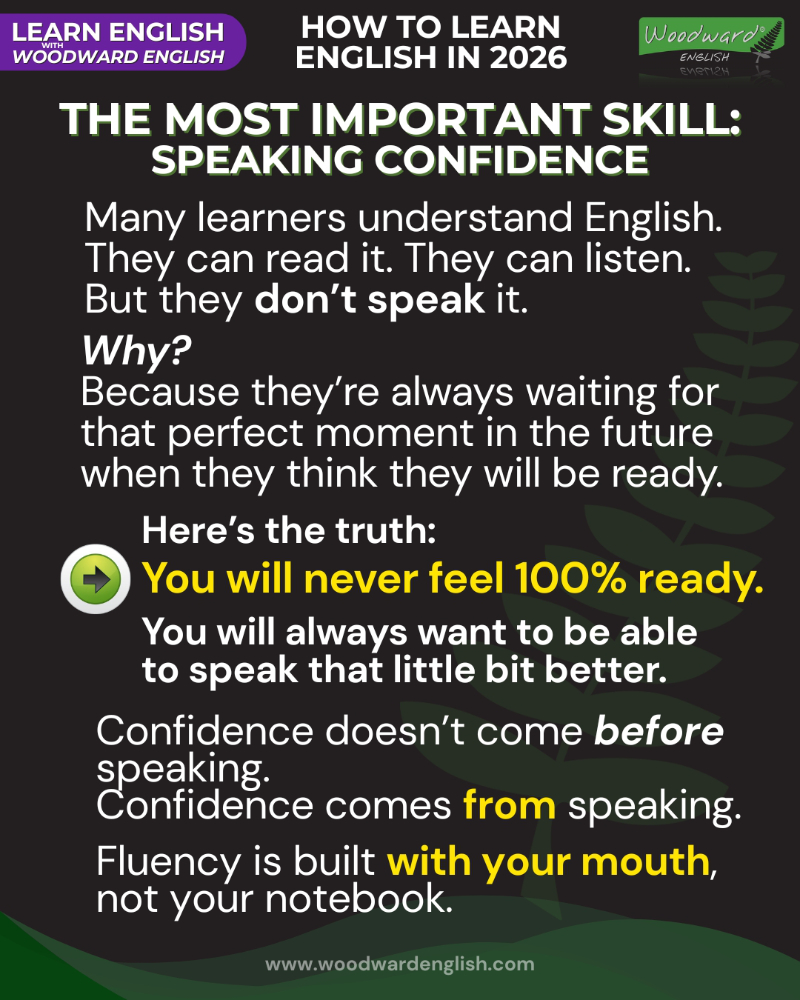 The most important skill when learning English - Speaking Confidence | Woodward English